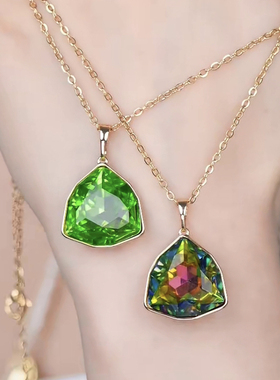 旭平几何盾牌仿水晶时尚合金项链