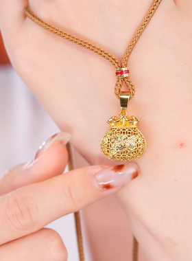 旭平新中式复古禅意正反可戴毛衣链花丝镂空钱袋子项链