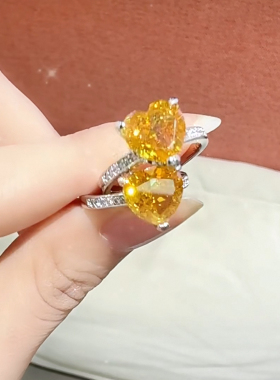 旭平时尚ins风简约通勤易搭人造石合成立方氧化锆闪烁爱心戒指