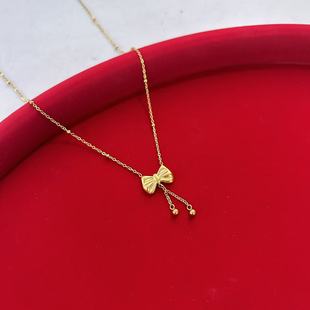 旭平在逃公主蝴蝶结流苏珠珠项链仿黄金色项链