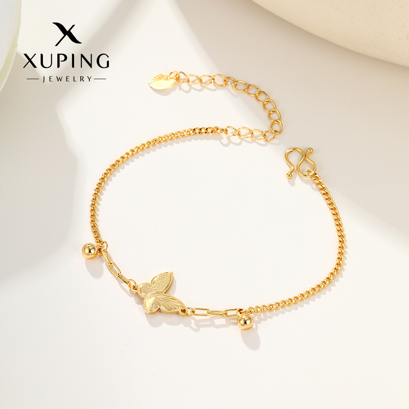 旭平时尚蝴蝶结金色古巴链手链流苏气质优雅轻奢手链