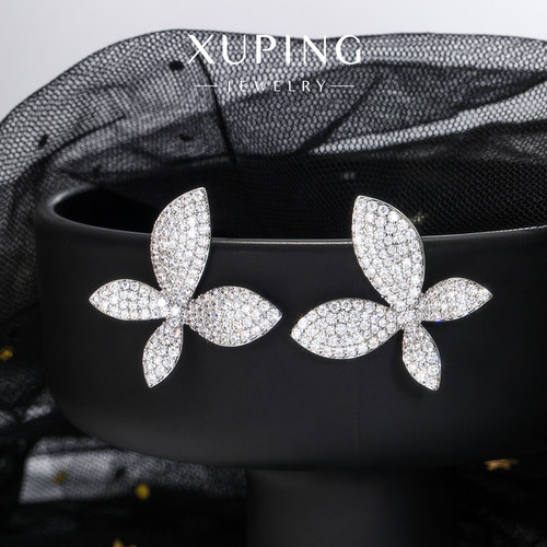 旭平优雅时尚气质微镶满锆蝴蝶耳钉小众设计高级感大气修脸型耳饰