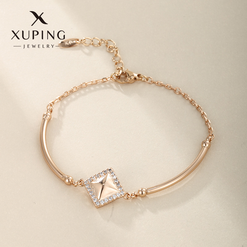 旭平几何菱形ins风金属弯管半镯手链简约气质手环女