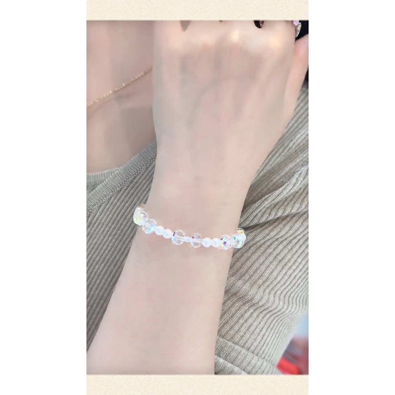 旭平合金仿珍珠隔珠仿水晶手链