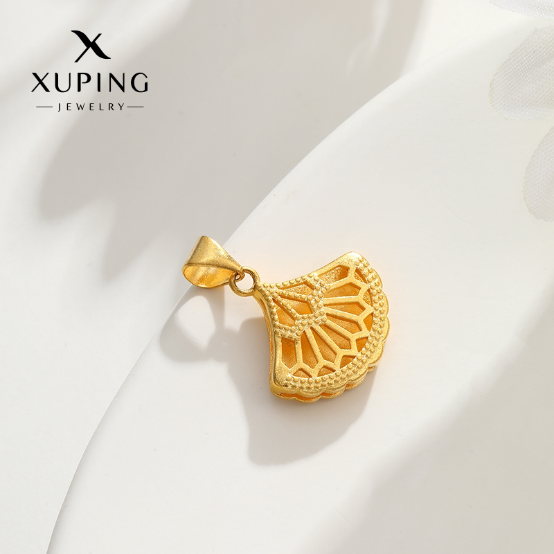 旭平仿黄金色镂空心形吊坠车花交织中古风轻奢生日七夕礼物送女友