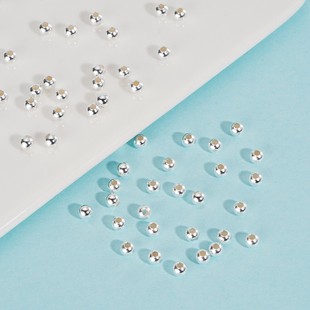 S999足银珠子按克散珠光珠纯银配件DIY定制编绳圆珠串珠手链材料