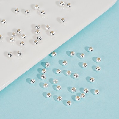 S999足银珠子按克散珠光珠纯银配件DIY定制编绳圆珠串珠手链材料