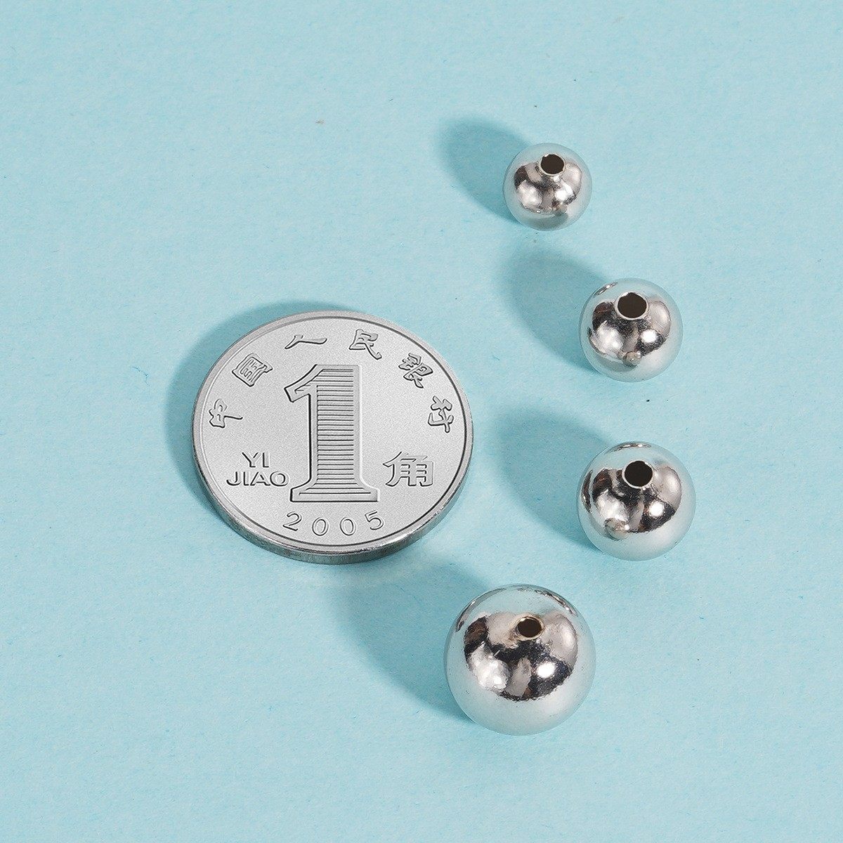 S999足银珠子光面散珠纯银DIY定制配件编绳圆珠串珠手链项链材料