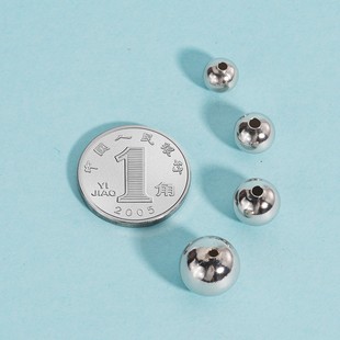 S999足银珠子光面散珠纯银DIY定制配件编绳圆珠串珠手链项链材料