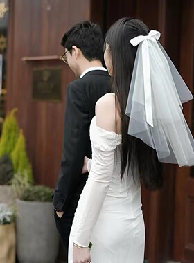 领证求婚超仙森系蝴蝶结双层头纱