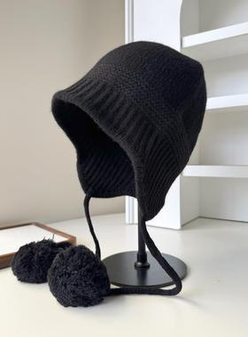 可爱红色羊毛护耳帽女2025新款秋冬季韩版时尚防寒毛线帽保暖冷帽