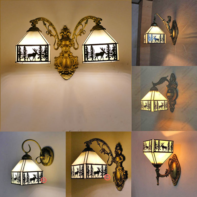 欧式卧室简约玻璃壁灯