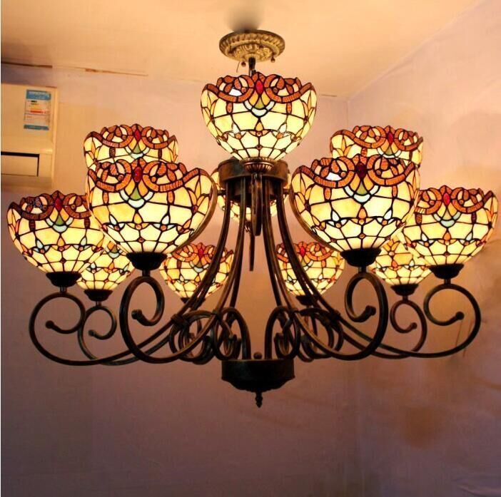 欧式风别墅复古铁艺双层大吊灯