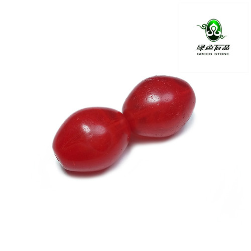 lssp/绿色石品wp777 不还价 清代老件酒红琉璃DIY散珠一对装配珠