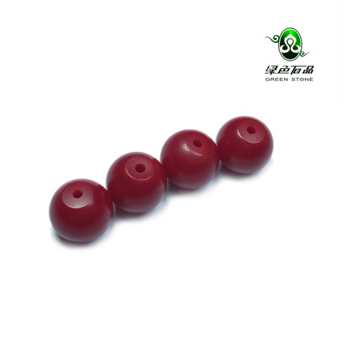 实物拍照wp1红色散珠圆形老琉璃