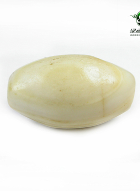 lssp/绿色石品wp52 不还价 白玛瑙珠 清代老缠丝玛瑙橄榄珠配件