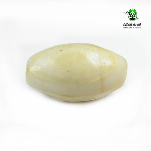 lssp/绿色石品wp52 不还价 白玛瑙珠 清代老缠丝玛瑙橄榄珠配件