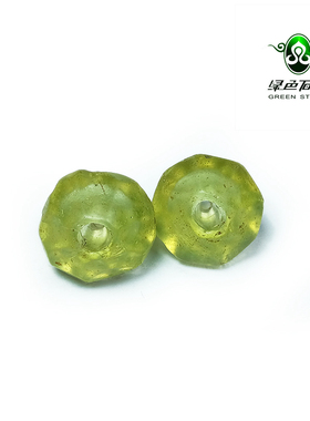 lssp/绿色石品wp866 不还价 一对散珠多宝DIY黄色非洲贸易琉璃珠