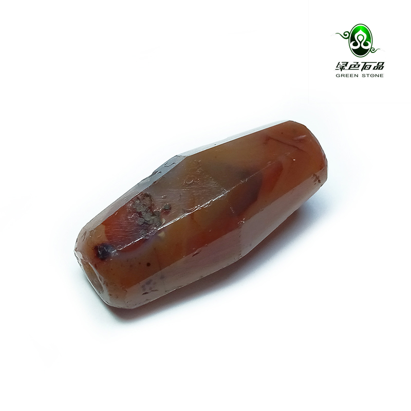 lssp/绿色石品wp90 不还价 高古多棱牛毛纹老玛瑙配珠diy风化古珠