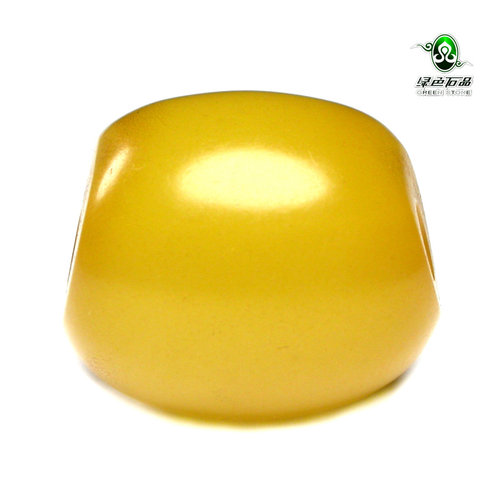lssp/绿色石品gz3417 不还价 清代老压蜜蜡桶珠珠体开片百年老珠