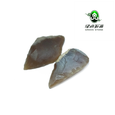 lssp/绿色石品wp806 不还价 一对燧石打制尖状器刮削器高古老件