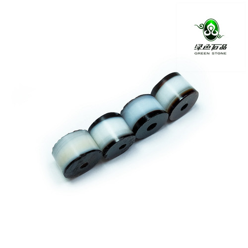 lssp/绿色石品wp406 不还价 10世纪高古老缠丝玛瑙DIY片珠多颗