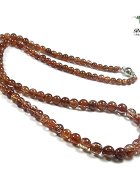 lssp/绿色石品gy9283 不还价 天然水晶发丝女款圆珠塔珠项链 送证