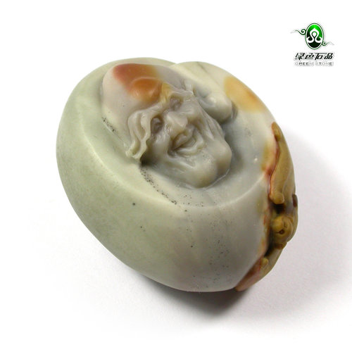 lssp/绿色石品mz1681 不还价 天然海洋玛瑙把件 俏色巧雕罗汉玩件