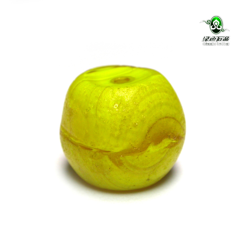 lssp/绿色石品gz948-不还价 清代雪巴琉璃珠包老百年老琉璃珠