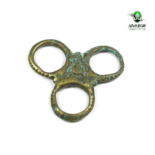 lssp/绿色石品mz3040 不还价 民族风三环式老托甲老天铁法器配饰