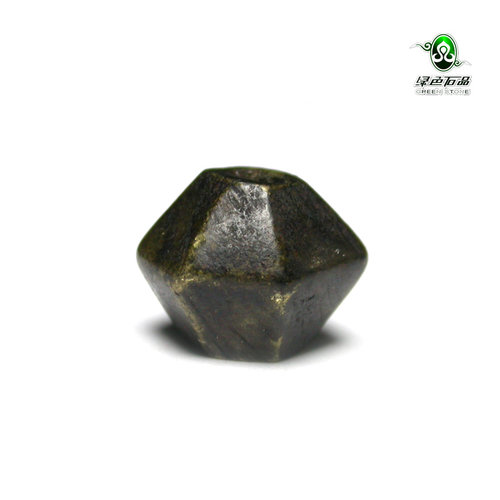 lssp/绿色石品gz1167-不还价直径11.5mm包老难见合金铜六棱珠配珠