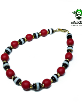 lssp/绿色石品wp1120 不还价 清代红雪巴老琉璃搭师琉璃珠手链