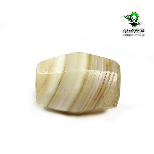 lssp/绿色石品gz541-不还价 清代老缠丝玛瑙多棱珠DIY多宝配珠