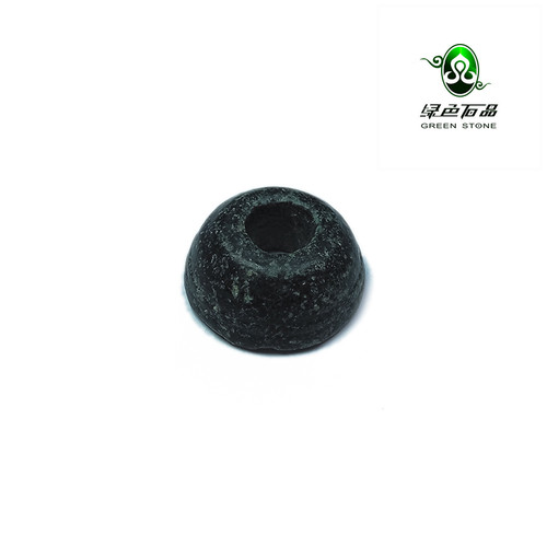 lssp/绿色石品wp1051 不还价 高古实拍拍照DIY大孔老配珠黑石珠