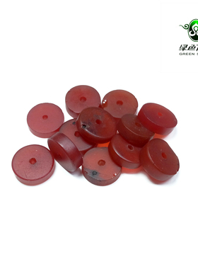 lssp/绿色石品wp268 不还价 多颗隔片配件 清代红色老琉璃片状珠