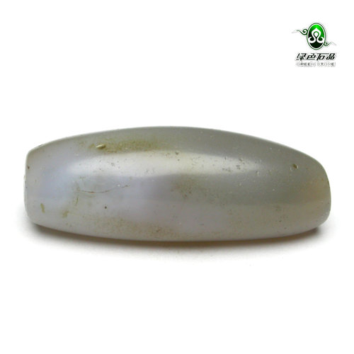 lssp/绿色石品gz2297 不还价天然青灰色西藏老珠清代青烟玛瑙配珠