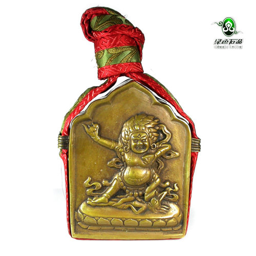 lssp/绿色石品mz3055 不还价 大尺寸铜质嘎乌盒小摆件清代晚期