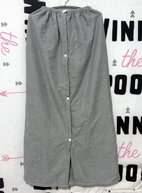 出口日本原单灰色净版带扣松紧纳米纤维浴袍浴裙