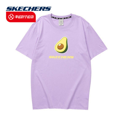 斯凯奇男女同款水果印花中性针织短袖T恤L122U201-01NE-0019