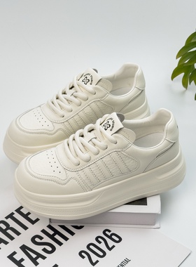 热销款真皮增高厚底小白鞋女2026春季新款百搭休闲运动板鞋单鞋