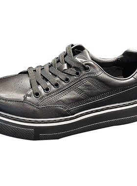 奥康男鞋2025秋款休闲系带牛皮轻便单鞋小白鞋黑色白色