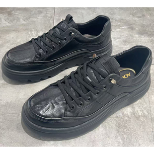 奥康男鞋2026春款休闲系带平底牛皮男单鞋9261122029黑色
