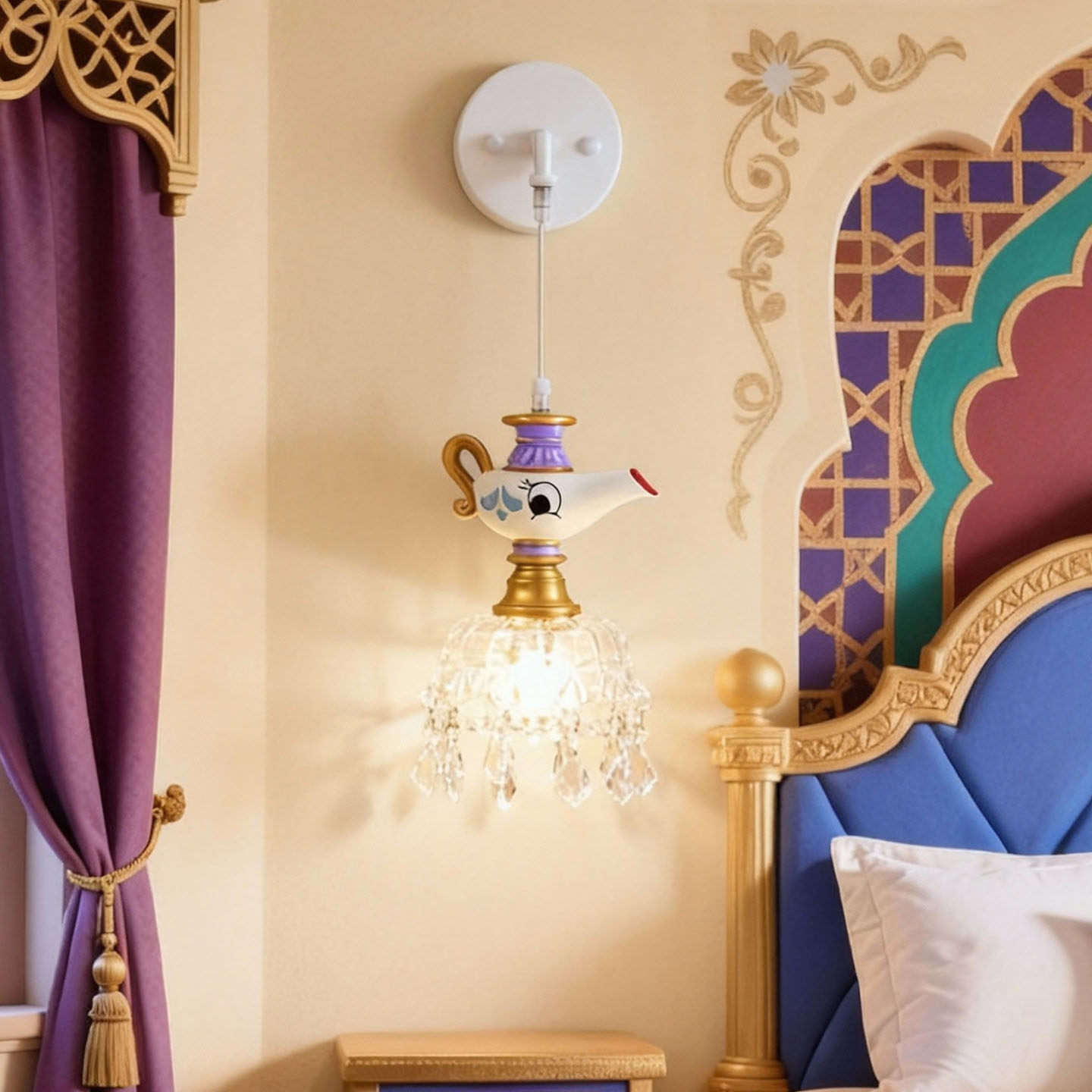 神灯姐姐美式儿童房壁灯女孩儿童灯卧室灯公主卡通创意灯具灯饰