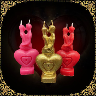 顶鼎泰牌特色手工造型心形人形蜡烛红色粉色金色