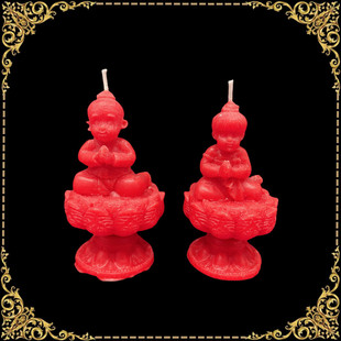 顶鼎泰牌特色手工造型蜡烛莲花人形合十蜡烛红色金色