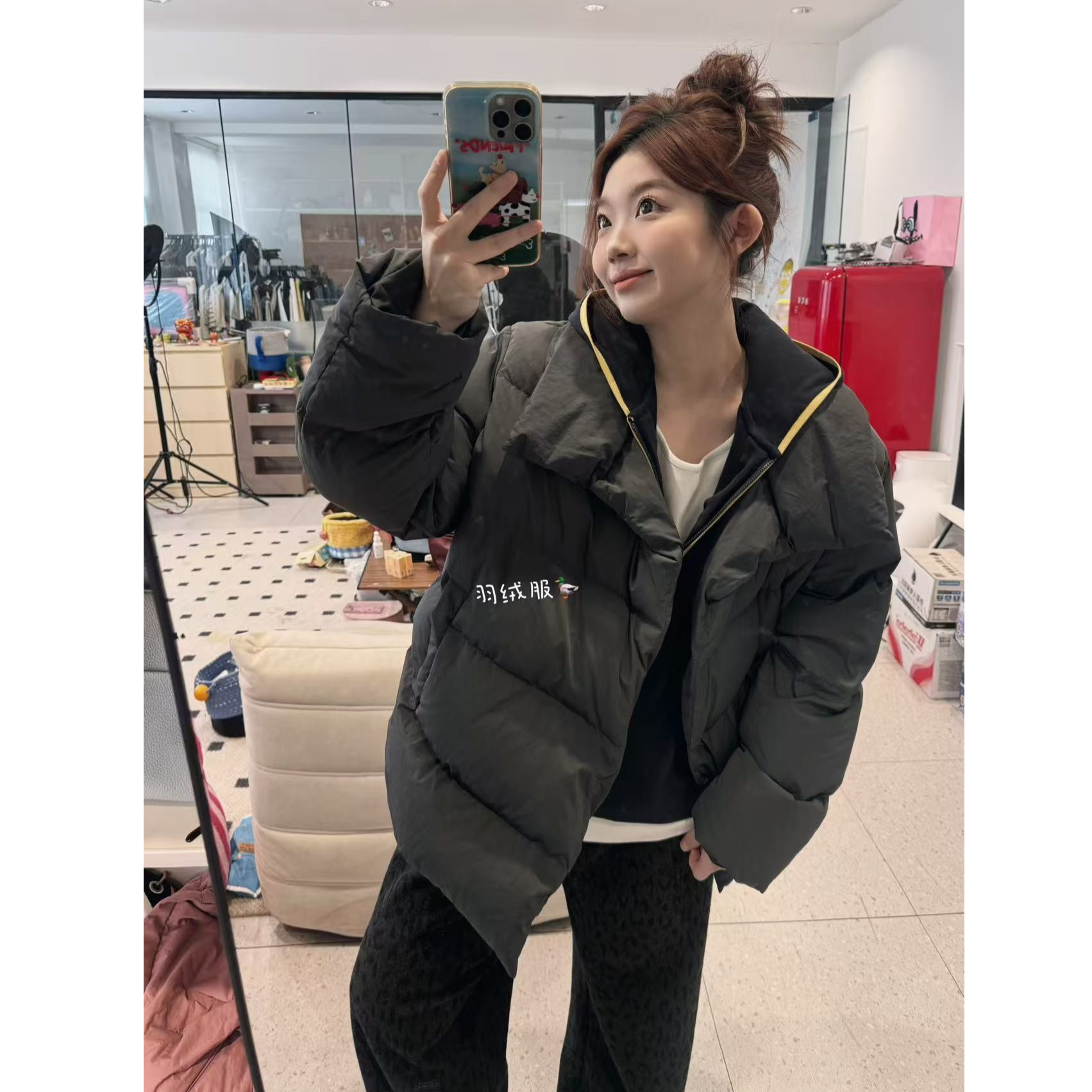 蕾蕾【松弛边缘】时尚翻领保暖加厚羽绒面包服外套