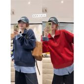 蕾蕾 层次感下摆拼格纹假两件可立领卫衣 自由旅人