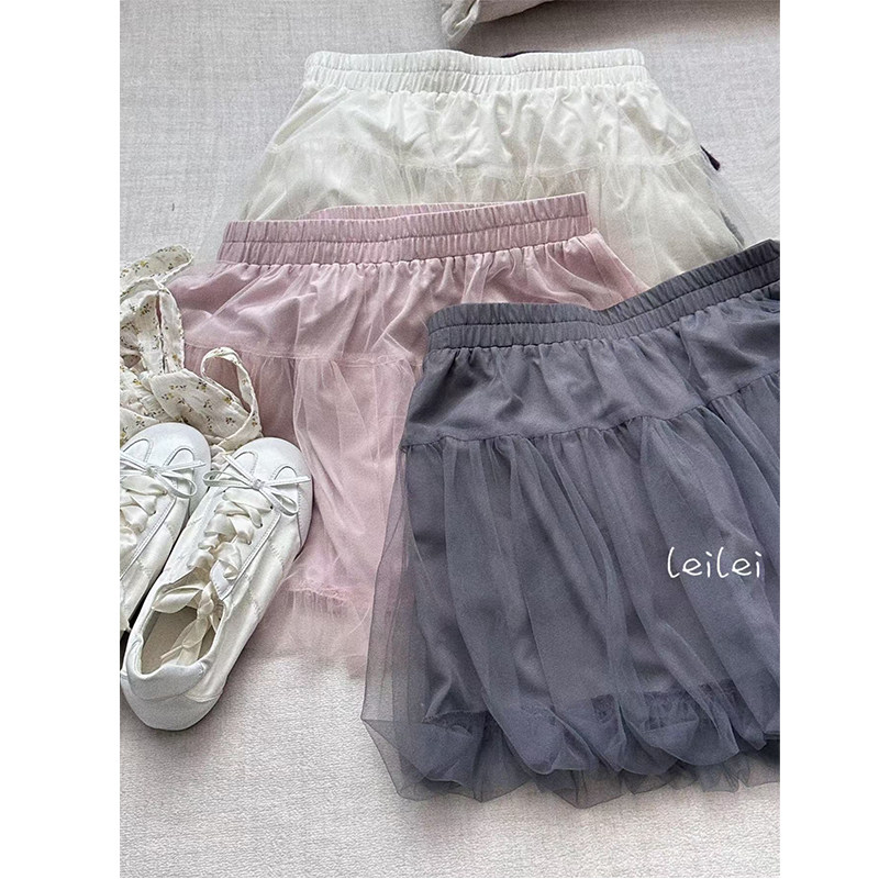 现货 蕾蕾【小芭蕾！】韩系全松紧高腰立体花苞A字短裙