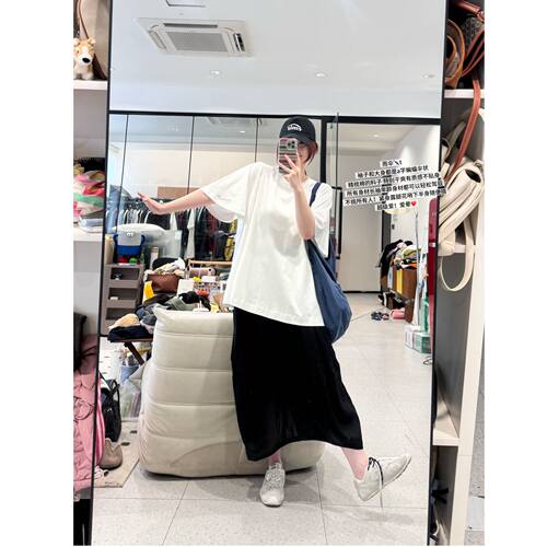 蕾蕾【雨伞T】夏季后贴布轻薄宽松圆领短袖T恤上衣