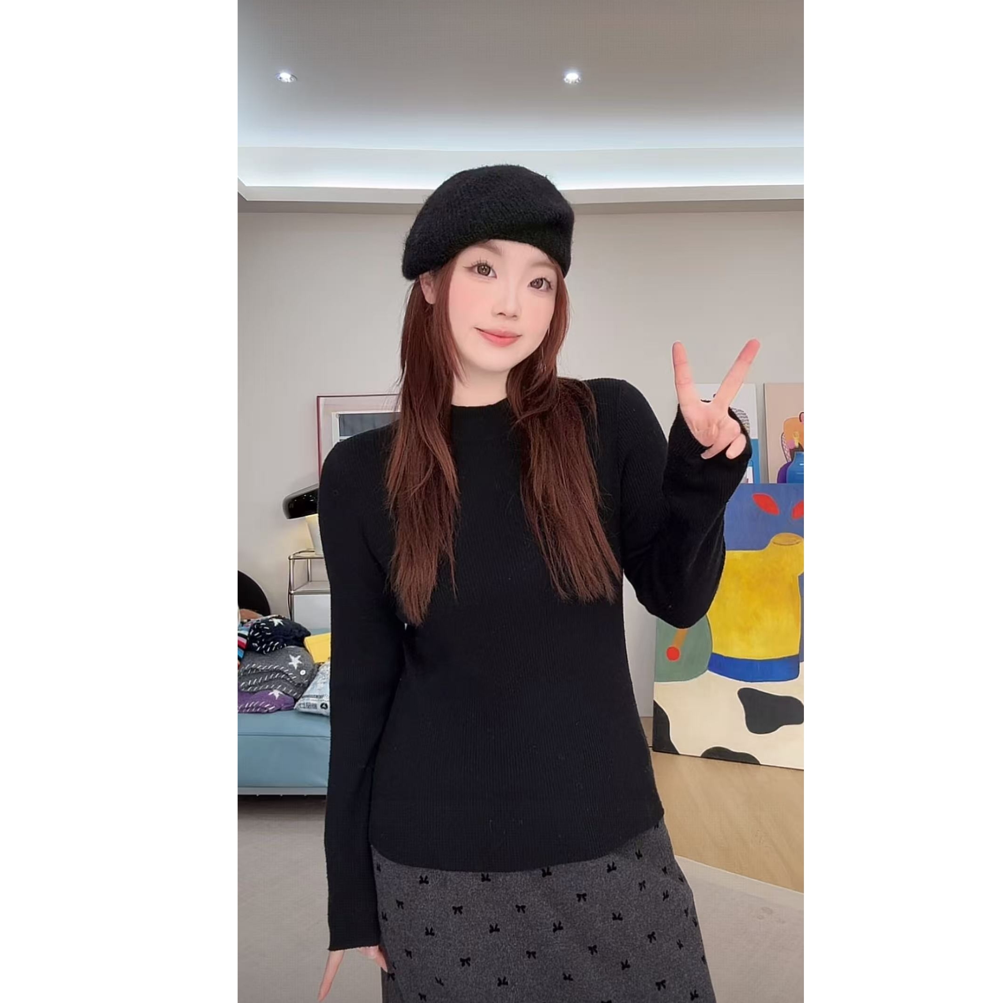 蕾蕾【锁住温暖！】简约百搭纯色毛针织衫